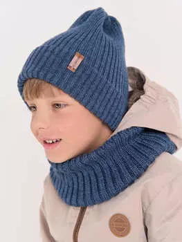 Снуд из смесовой шерсти "Деним" вертикальная вязка