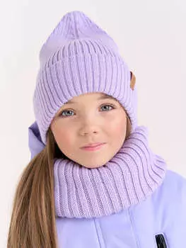 Снуд из смесовой шерсти "Лаванда" вертикальная вязка