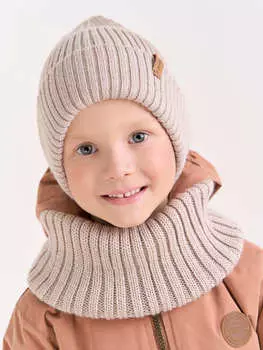 Снуд из смесовой шерсти "Нюд" вертикальная вязка