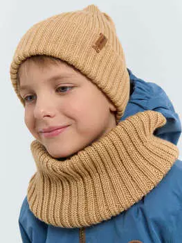 Снуд из смесовой шерсти "Песок" вертикальная вязка