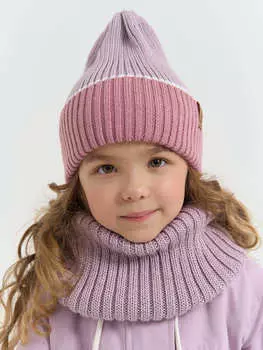 Снуд из смесовой шерсти "Вереск" вертикальная вязка