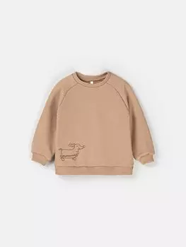 Свитшот "Песок" с вышивкой утепленный без начеса