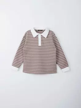 Свитшот поло облегченный "Полоска Какао" 7+