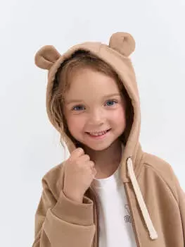 Толстовка с ушками на капюшоне "Орех" утепленная без начеса