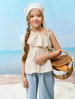 Топ хлопковый с рюшей "Марципан"