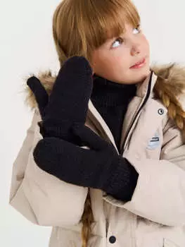 Варежки вязаные двухслойные "Уголь"