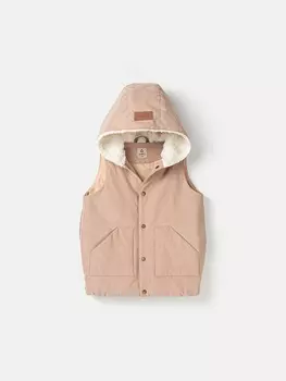 Жилет на кнопках с капюшоном "Беж"