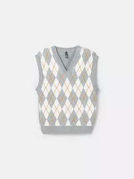 Жилет оверсайз вязаный "Ромбы" 7+