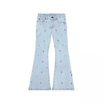 Брюки джинсовые клеш с вышивкой THE NEW "Laflared Light Blue", светло-голубые