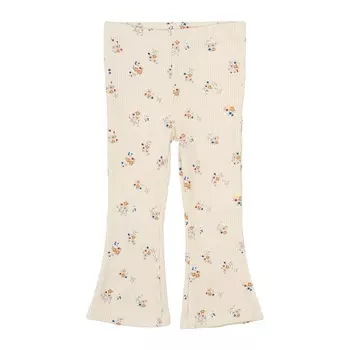 Брюки клеш в рубчик THE NEW Siblings "Naya White Swan", цветы в ванили
