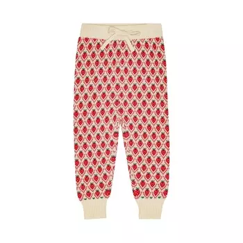 Брюки повседневные Flss "Zuri Soft White Berry", клубничная поляна