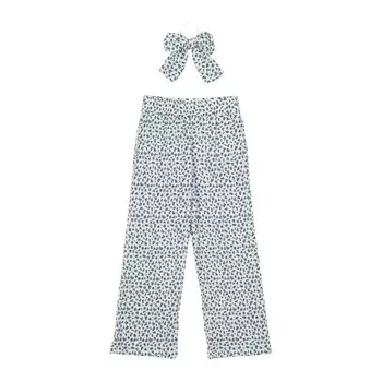 Брюки широкие и бант для волос THE NEW "Niki White Swan", синие колокольчики