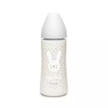 Бутылка Suavinex Hugge Baby "Серый зайка с точками", 360 мл