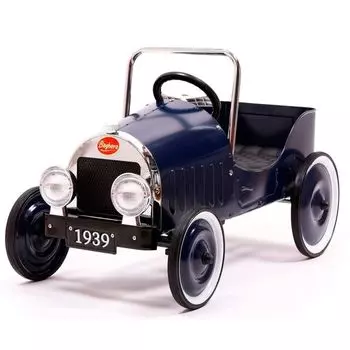 Детская педальная ретро машинка Baghera, темно-синяя