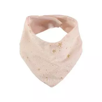 Детский нагрудник Nobodinoz "Lucky Bandana Gold Stella/Pink", россыпь звезд с розовым, 16 x 43 см