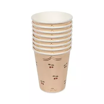 Набор бумажных стаканов Konges Slojd "Birthday Cherry", спелая вишня, 8 шт