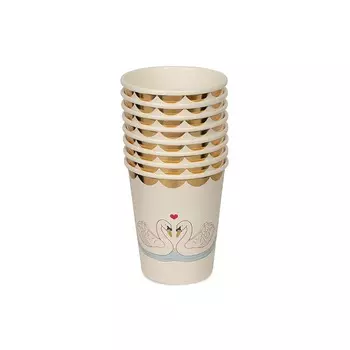 Набор бумажных стаканов Konges Slojd "Birthday Swan", танцующие лебеди, 8 шт