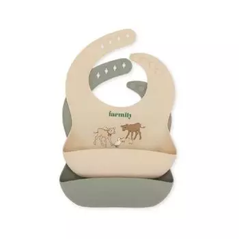 Набор детских нагрудников Konges Slojd "Ферма", 2 шт, серо-голубой