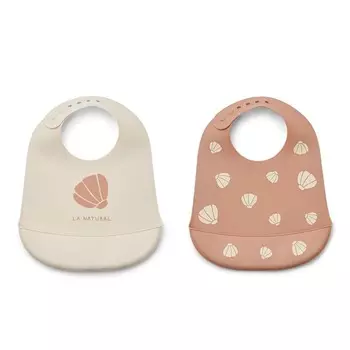 Набор детских нагрудников LIEWOOD "Tilda Shell", 2 шт, пыльно-розовый