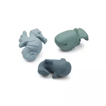 Набор игрушек для ванной LIEWOOD "Nori", 3 шт, серо-голубой микс