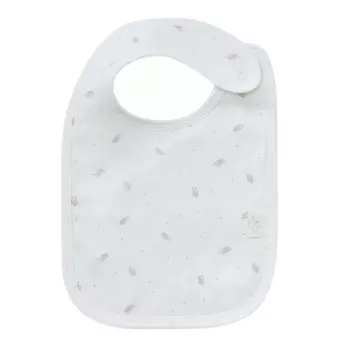 Нагрудник Babybu "Pale Grey Leaf w Spot", белый
