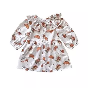 Платье с воротником HOLIVIN "Выпечка", белое