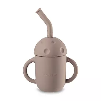 Поильник мини с крышкой и трубочкой LUKNO, теплый песок