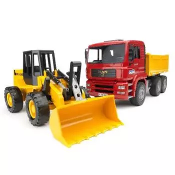 Самосвал Bruder "MAN FR 130" с колёсным бульдозером