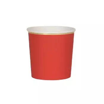 Стаканы красные Meri Meri, блестящие полоски. 8 шт