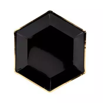 Тарелки Party Deco, черные с золотом, 6 шт.