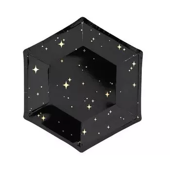 Тарелки со звездами Party Deco, черные, 6 шт.