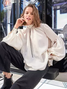 Выкройка: Блузка с рукавами «епископ»