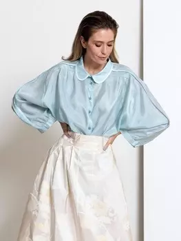 Выкройка: Блузка с широкими рукавами реглан-погон