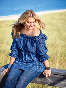 Выкройка: Блузка с вырезом кармен