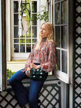 Выкройка: Блузка с высоким воротником