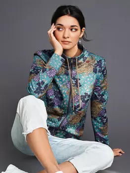 Выкройка: Блузон с высоким воротником-стойкой