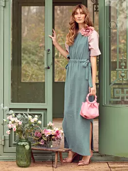 Выкройка: Длинное платье на кулиске с завязками