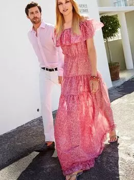 Выкройка: Длинное платье с вырезом кармен