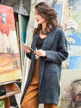 Выкройка: Длинный жакет с шалевым воротником