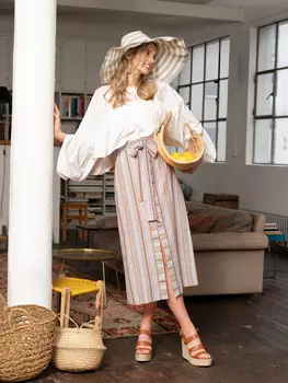 Выкройка: Юбка миди с завязками