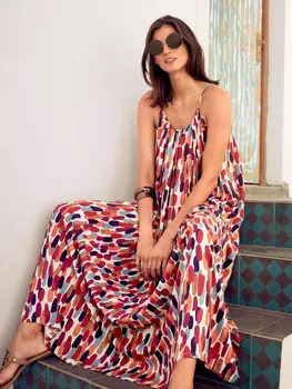 Выкройка: Макси-сарафан на тонких бретельках