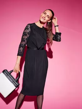 Выкройка: Платье-футляр с рукавами из кружева