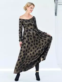 Выкройка: Платье с декольте и широкой юбкой