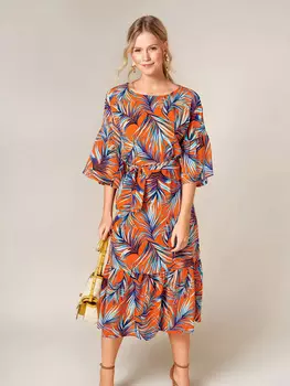 Выкройка: Платье с объёмными оборками на рукавах