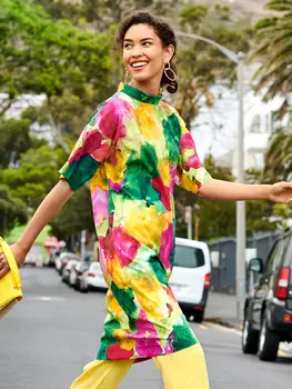 Выкройка: Платье с воротником-стойкой