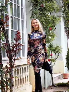 Выкройка: Платье с воротником-стойкой