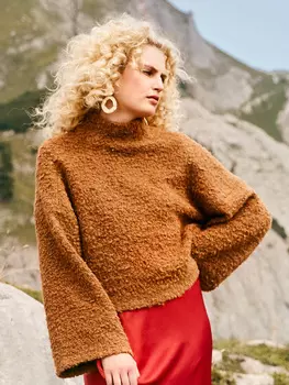 Выкройка: Пуловер с цельнокроеным воротником-стойкой