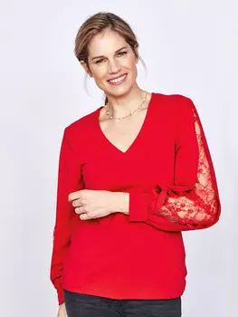 Выкройка: Пуловер с кружевными вставками