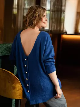 Выкройка: Пуловер с вырезом на спинке