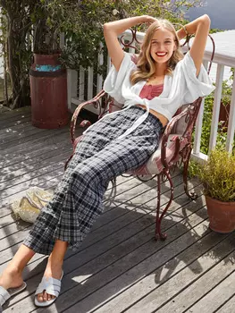 Выкройка: Широкие брюки на эластичном поясе